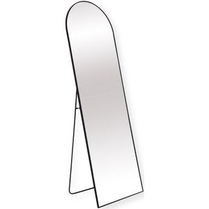 Buxibo Ovale Boogspiegel – Gehard Veiligheidsglas Staande Spiegel – Volledige Lengte – 160x50 cm – Zwart