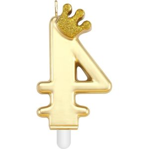 10cm Birthday Number Candle Large 3D Number Candles with Glitter Crown Decor for Cake Topper Candle - Gold 4