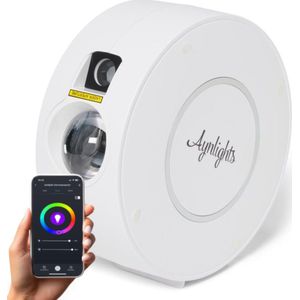 Aynlights® Slimme Sterren projector [Orgineel]- Wit - Met Bluetooth - inclusief ADAPTER - Galaxy lamp - Aurora Galaxy projector - Bediening via App, apparaat, Alexa en Google Home - Sterrenhemel - Star projector - Ruimtehemel - cadeau tip