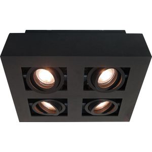 Plafondlamp Bosco 4L Zwart - 4x GU10 LED 4,8W 2700K 355lm - IP20 - Dimbaar > spots verlichting led zwart | opbouwspot led zwart | plafondlamp zwart | spotje led zwart | led lamp zwart
