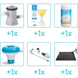 Accessoires voor Intex Easy Set Zwembad - 183x51 cm - Rond - Opblaasbaar - Intex - 28101NP - Zwembadfilterpomp - Testrips - Chloor - Chloordrijver - Stofzuiger - Solar Mat