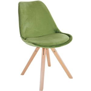 In And OutdoorMatch Stoel Rosy - Groen en Hout - Fluweel - Comfortabele zit - Hoogwaardige bekleding - Stijlvolle stoel - Klassieke uitstraling