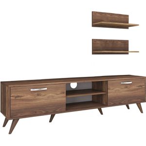 Wren TV-meubel | 100% Melamine | Notenhout | 180 cm Breedte