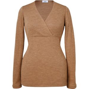 Boob Design - Zwangerschaps - Voedingstop - Geribde Merinowol - Bruin Melange - Maat S