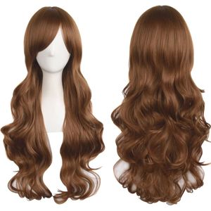 Natuurlijke Golvende Lange Pruik voor Vrouwen en Meisjes - Synthetische Krullende Pruik voor Cosplay en Feest