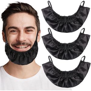 3 Stuks baard bandana, heren baard slabbetje - zwarte baard bedekking - gezichtshaar schort - herenbedtijdslabbetje baardmuts-Baardbedekking voor heren