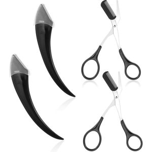 Azomor® Set van vier precisie wenkbrauwscharen met kammen en ergonomisch ontwerp