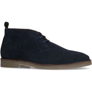 Manfield - Heren - Blauwe suède veterboots - Maat 46