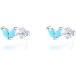 Oorbellen dames - oorstekers dames - 925 zilver vlinder - zilveren oorbellen - turquoise zirkonia stenen - cadeau voor vrouw - Liefs Jade