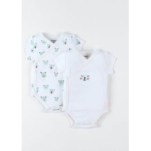 Noukie's - 2 Pack - Rompertjes korte mouw - Unie - 12maand 80