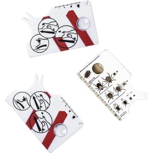 Tick verwijderkaart set met vergrootglas - 2 stuks - creditcardformaat - voor huisdieren en mensen - veilige tekenverwijdering