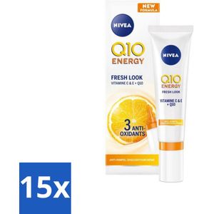 15 x Nivea - Q10 Energy - Anti-Rimpel Oogcontourcrème - Vitamine C & E - 15 ml - Anti-lijntjes - Oogcrème - Q10 - Vitamine C En E - Energie