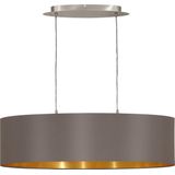 EGLO Maserlo - Hanglamp - 2 Lichts - Lengte 78cm - Stof - Grijs, Cappuccino, Goud
