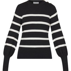 SISTERS POINT Hani-stripe1 - Dames Trui - Black/cream - Maat XL