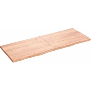 The Living Store Wandplank Eikenhout - 160 x 60 x 4 cm - Lichtbruin - Draagvermogen 38.4 kg