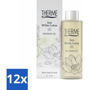 12 x Therme - Zen White Lotus - Massageolie - Hydraterend - Verzorgend - 125ml - Massageolie - Ontspanningsmassage - Hydraterende Olie - Verzorging - Wellness