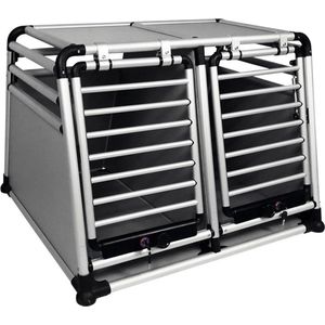 Topmast Aluminium TravelBox Superior - Dubbel - Met Gasveer en Slot - Large - Transportbox - Reisbench - Voor Hond en Kat