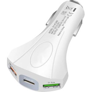 Autolader met 3 USB Poorten - Quick Charge 3.0 - 3.5A - USB Oplader - Wit