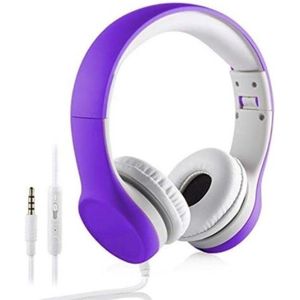 StayPowered Hoofdtelefoon voor Kinderen - Veilig en Comfortabel Luisteren - Volumebegrenzing 85 dB - Shareconnector - Verstelbaar - Geschikt voor iPod/iPad/iPhone/Android - Ideaal voor 2-8 jaar - Paars - Levering Sneller dan Aangegeven!