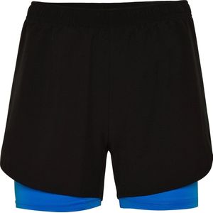 Zwart / Kobalt Blauw dames korte sportbroek en elastische band model Lanus maat XL