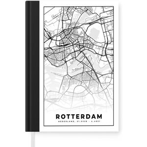 Notitieboek - Schrijfboek - Kaart - Rotterdam - Zwart - Wit - Notitieboekje klein - A5 formaat - Schrijfblok