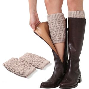 Gehaakte Beenwarmers met Geometrische Patronen - Kort & Zacht - Beige
