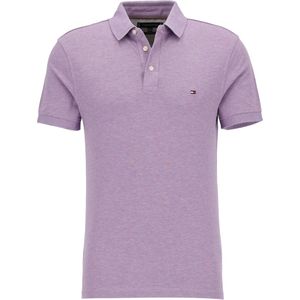 Tommy Hilfiger - 1985 Slim Polo - Heren Poloshirt - Lila Melange - Korte Mouwen