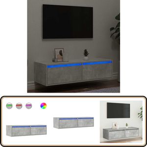 vidaXL Tv-meubel met LED 100x35,5x25 cm grijs Tv-meubel - Led Verlichting - Salontafel - Houten Tv-kast - Compact Tv-meubel