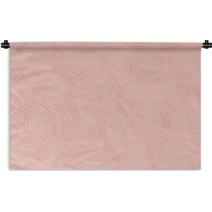 Wandkleed Luxe patroon - Luxe patroon van glimmende en roze zeshoeken tegen een roze achtergrond Wandkleed katoen 150x100 cm - Wandtapijt met foto