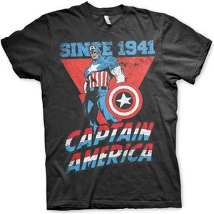 Marvel Captain America Heren Tshirt -M- Since 1941 Zwart