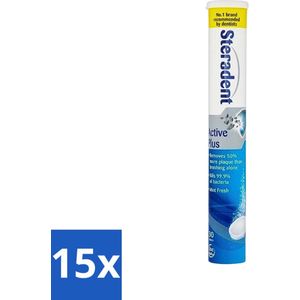 Steradent - Reinigingstabletten - Active Plus - Tegen Tandsteen & Bacteriën - 30 Tabletten - Bulkverpakking - 15 stuks