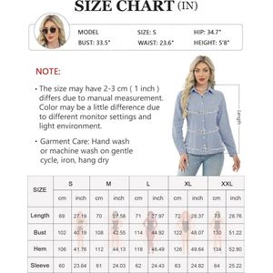 Dames Blouse Casual Lange Mouwen V-Hals Tuniek Top met Knoopsluiting