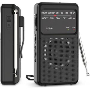 Transistor Radio Op Batterijen - Transister FM AM - Draagbare Mini Noodradio - Radio Voor Rampen - Pocket Radio Speler - Zwart