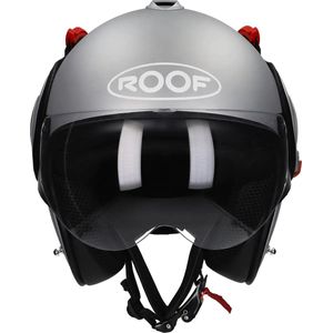ROOF Boxer V8 Alpha Silverwhite 22-06 - Maat L - Systeemhelmen - Scooter helm - Motorhelm - Zwart - Scooterhelmen mannen en vrouwen.