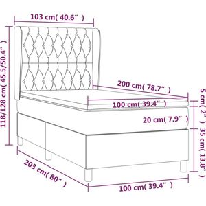 vidaXL - Boxspring - met - matras - fluweel - lichtgrijs - 100x200 - cm