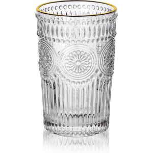 HOMLA Barrel Champagne Glass - Glazen ontvangstglas voor feestelijke gelegenheden - In de vorm van Arabesken met gouden rand 0,15l