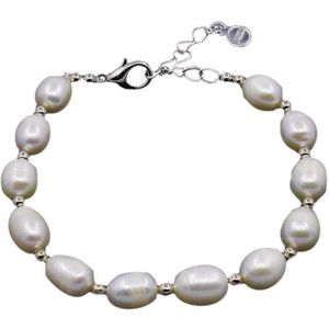 Zoetwaterparel armband Pearl Silver - echte parels - wit - zilver