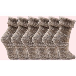 Wollen sokken | Thermo sokken | Kleur: Beige | Diverse maten | 6 paar