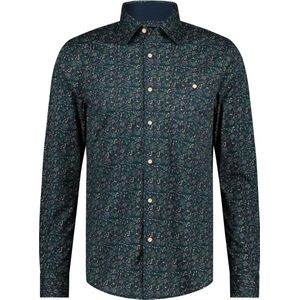 Fellows United shirt lange mouw winter leaves stretch Dark Green (42.6540 - 172)