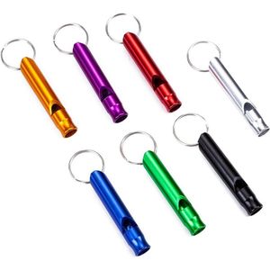 7 stuks aluminium noodfluitje met sleutelhanger voor outdoor survival
