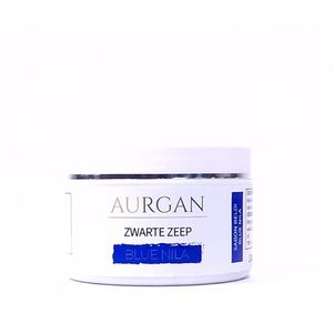 Aurgan Zwarte Zeep Blue Nila - 200 Gram - Diepreinigende Hammamzeep - Exolfierende zeep - Verwijdert Dode huidcellen
