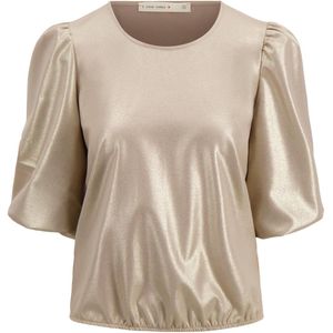 Zusss T-shirt Top Met Pofmouw Lurex 0304 220 1016 Beige Dames Maat - XS