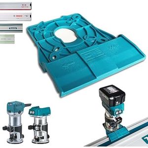 Professionele geleiderailadapter voor bovenfrees en randfrees - Compatibel met Makita, Bosch, Festool en Mafell geleiderails - Hoogwaardige blauwe adapter