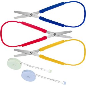 3-Piece Loop Scissors Set for Children and Adults - Craft Scissors with Spring Loop - Left & Right Handed - Therapy & Tape Included