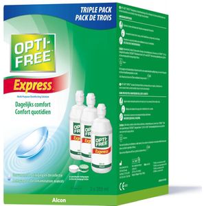 OPTI-FREE Express MPDS - 3 x 355 ml + 3 lenshouders - Lenzenvloeistof