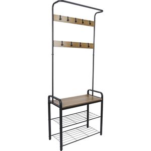 ERRO Kapstok met Schoenenrek - Garderoberek - 9 haken - 72x34x183cm