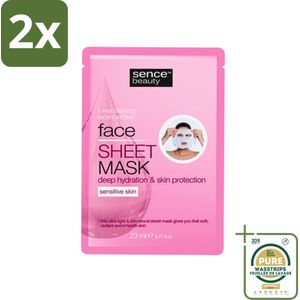 Sence - Tencel - Gezichtsmasker - Hydraterend - 1 Gezichtsmasker - Voordeelverpakking - 2 stuks - Gezichtsverzorging - Gezichtsmasker