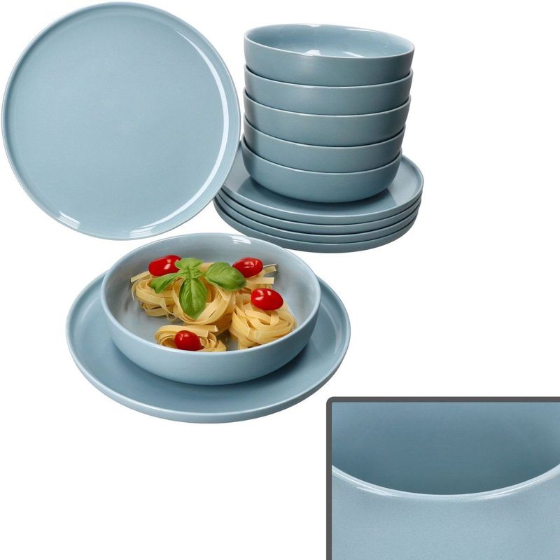 Jasper - Servies - Grijs-Blauw - 12-delig - 6x 414196 & 6x 414226