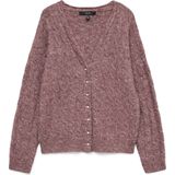 Vero Moda Vest Vmmarlin Ls V-neck Cardigan 10334907 Rose Brown/w. Pearl Buttons Dames Maat - M