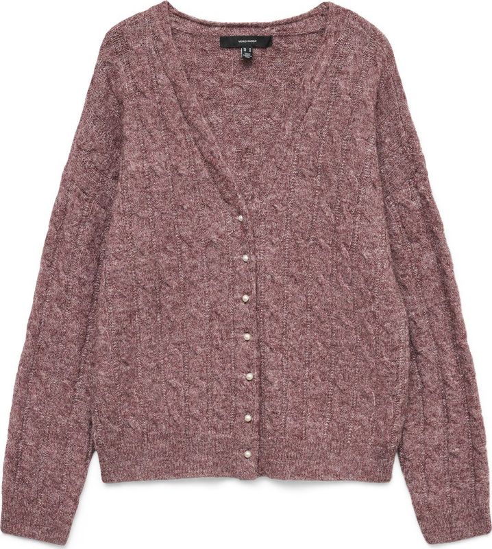 Vero Moda Vest Vmmarlin Ls V-neck Cardigan 10334907 Rose Brown/w. Pearl Buttons Dames Maat - M